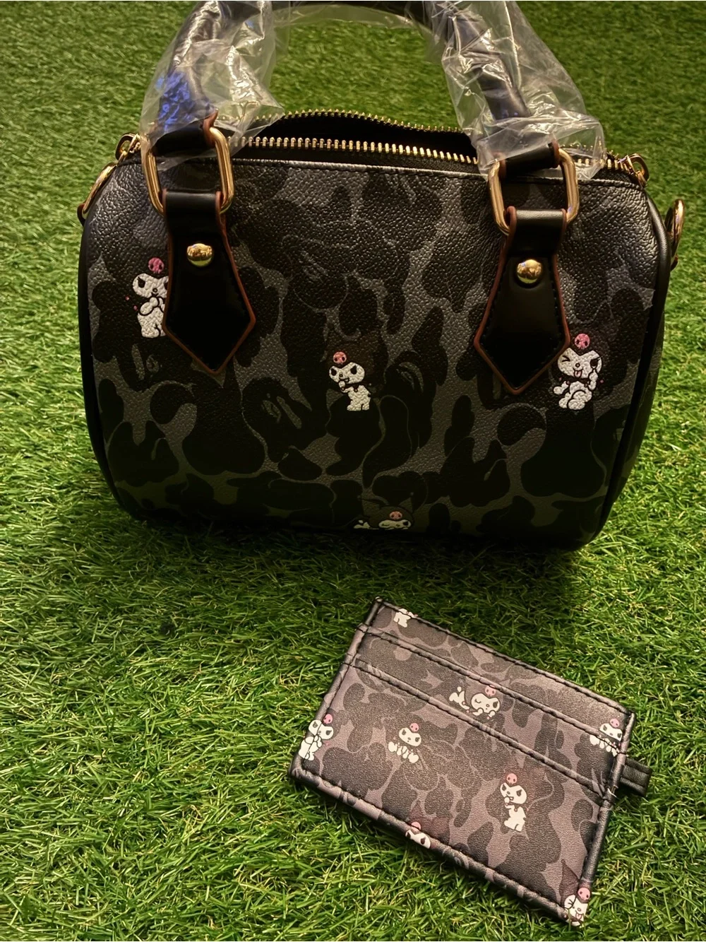 Black Camouflage Pattern Dome Satchel Handbag